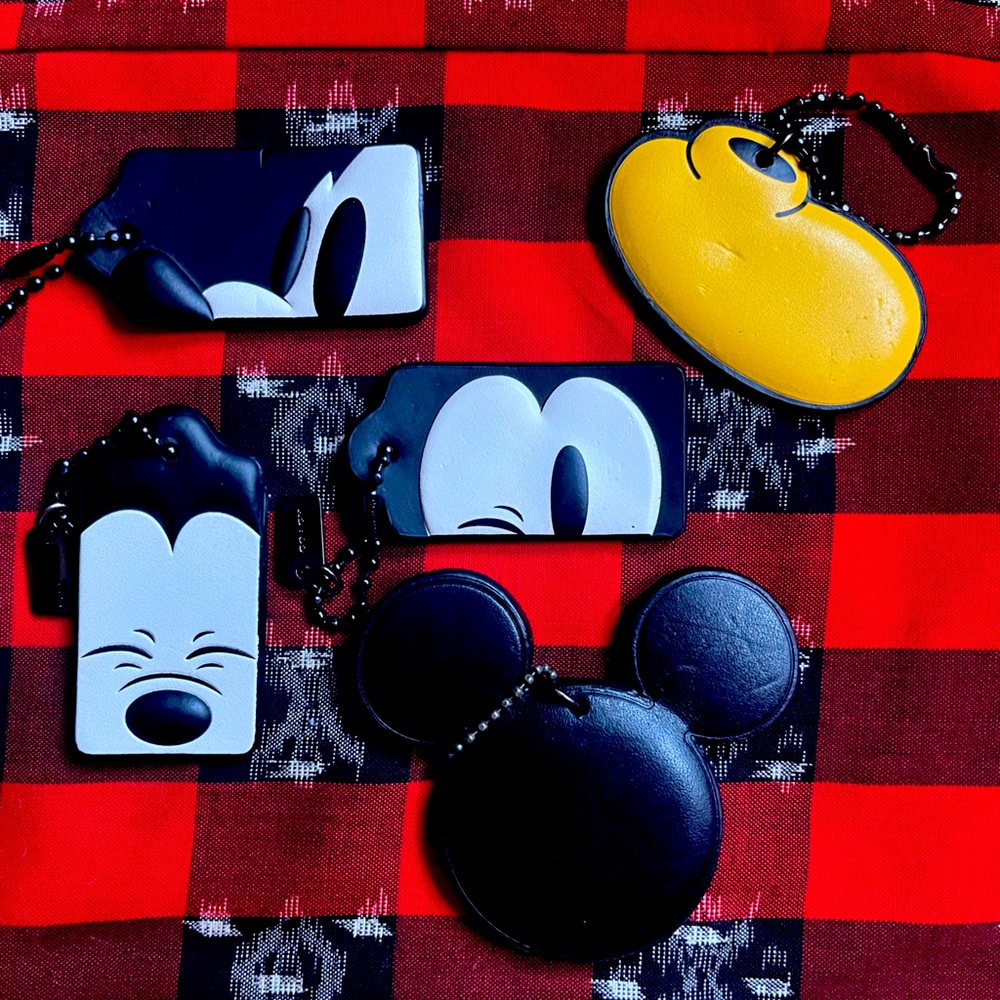 DISNEY x COACH Limited Edition Mickey Mouse Leather Bag Charm Set of 5 Hangtags